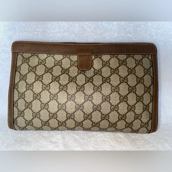 Gucci Vintage PVC/Leather GG Web Sherry Line Clutch. - Picture 2 of 16